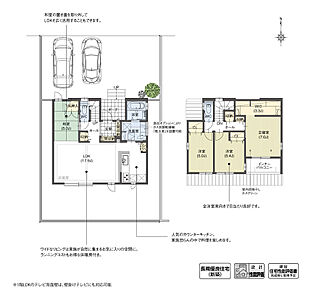 各居室を南面に配置し、光を多く取り込むことで、住まい全体が明るくなるよう計画しました。また隣接した和室とリビングは、建具を設けず続き間にしたことで、広々とくつろげる空間となっています。

※設計性能評価取得済 