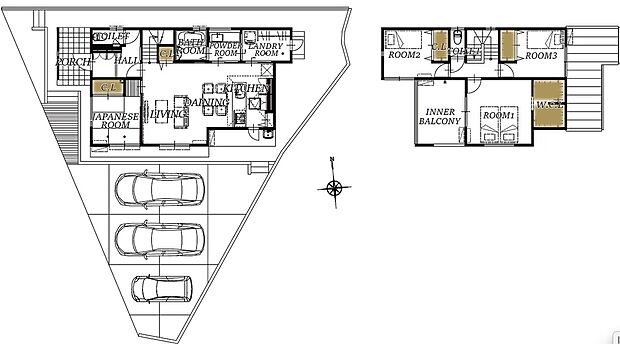 ダブルWICと3帖広々ランドリールームで家族の毎日が快適に♪