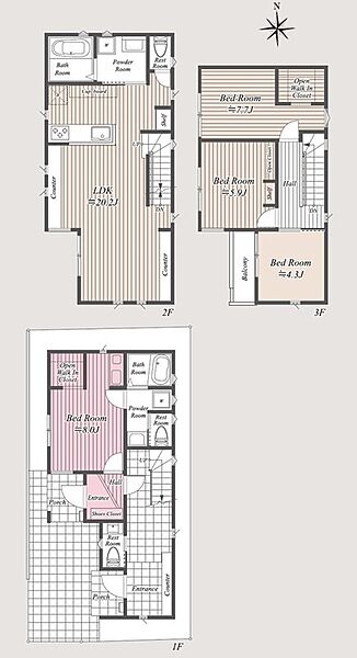 【間取り図】【建物面積114.79m2 LDK広々約20.2帖】※現況優先