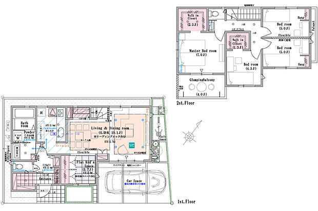 【PLAN4】4LDK (5LDK・3LDK対応可※有償工事)+リラックスベンチ+セカンドシンク+リーディングヌック+エントランスクローク+クローク×2+リネン棚+WIC×2+グランピングバルコニー