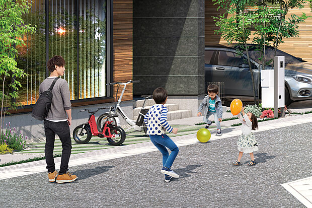 【コミュニティ道路】
通り抜けができない分譲地内道路が住民以外に利用する人が少なく、安全です。住人同士が気軽にふれあいを育めるコミュニティの場としても活躍します。