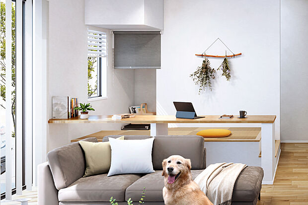 【SKIP FLOOR】
リビングとゆるやかにつながるスキップフロア。家族と程よい距離を保ちながら、PC作業や趣味などライフスタイルに合わせて多彩に使えます。※号棟により採用状況が異なります。