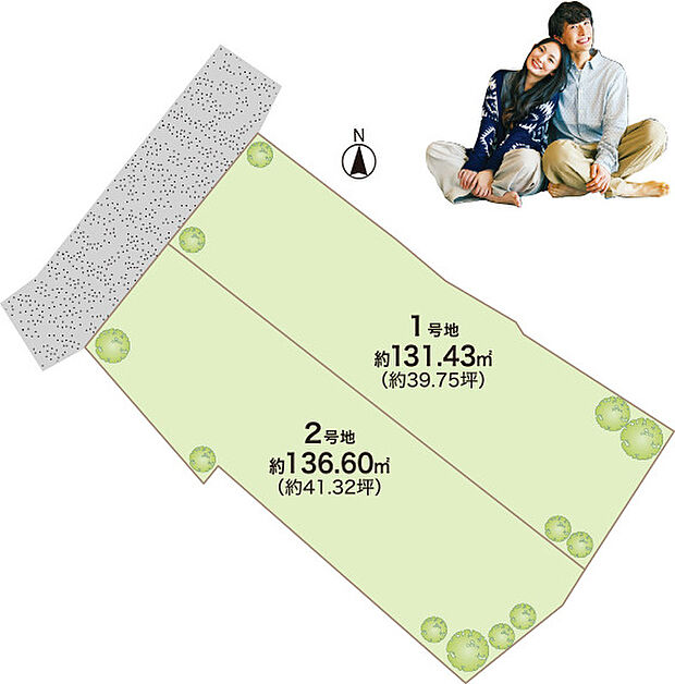 ラスト1区画！約39坪のゆとりある広さを確保した立地。駐車スペースも取ることができ、お庭やウッドデッキなども楽しむことができます。