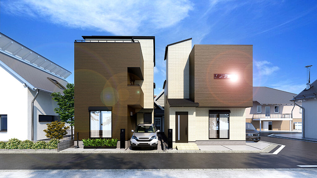 外観完成予想パース
全2棟 高気密・高断熱仕様の新築分譲住宅です！