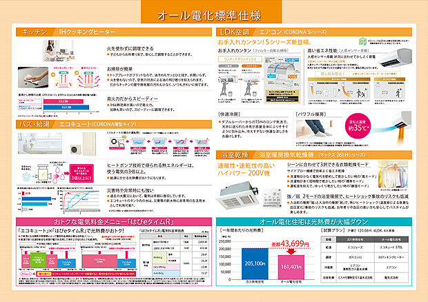 【オール電化標準仕様】IHキッチンをはじめ、電気の力で速暖＆速乾の浴室乾燥も魅力です♪LDKの空調設備も標準です♪