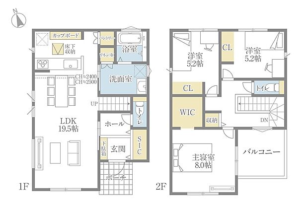 【【4号地/コンセプトハウス】】キッチンからお部屋全体が見渡せるストレートLDKが魅力の4号地。洗面脱衣室が広い作りになっているから、お子様との入浴の際や、朝の混雑しがちな支度時もゆとりあるスペースになっています。