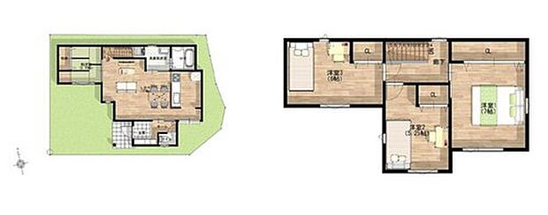 【6号地・参考プラン図】
南東角地の明るく開放的な4LDKのプラン。/建物面積92.74m2《土地価格1507万円、建物価格1851.3万円、合計3358.3万円》