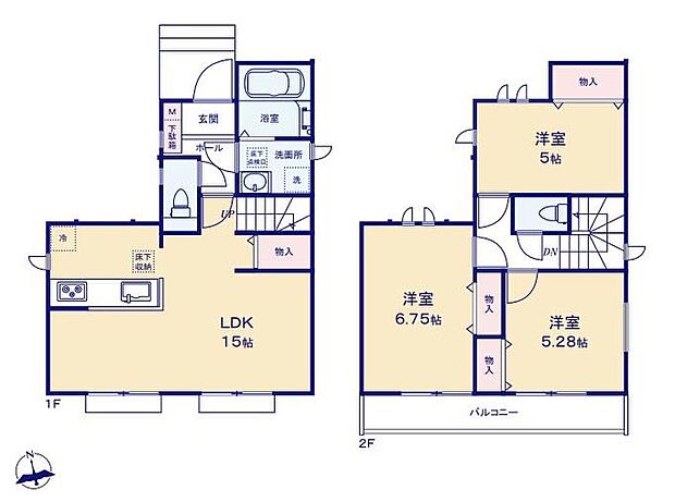 (A号棟)、価格7290万円、3LDK、土地面積96.51m2、建物面積77m2