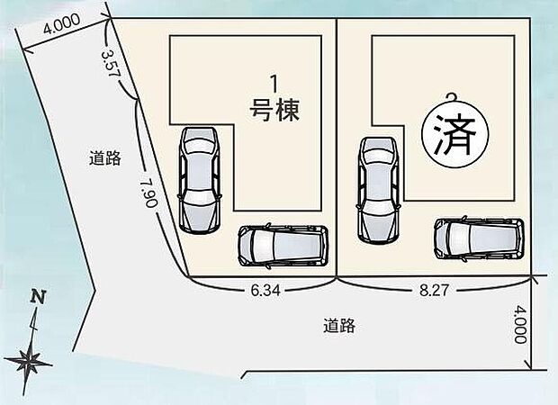 ≪全体区画図≫
☆1号棟☆開放感ある角地です♪南道路に面しているので日当たり良好!
駐車スペースは2台分!急な来客時も安心です♪