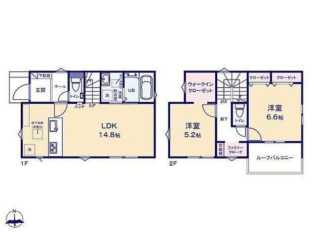 (1号棟)、価格6580万円、2LDK、土地面積95.46m2、建物面積75.89m2
