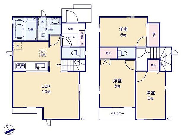 (Ｃ号棟)、価格5850万円、3LDK、土地面積94.32m2、建物面積73.27m2