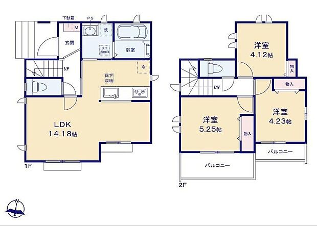 (A号棟)、価格6190万円、3LDK、土地面積84.69m2、建物面積67.69m2