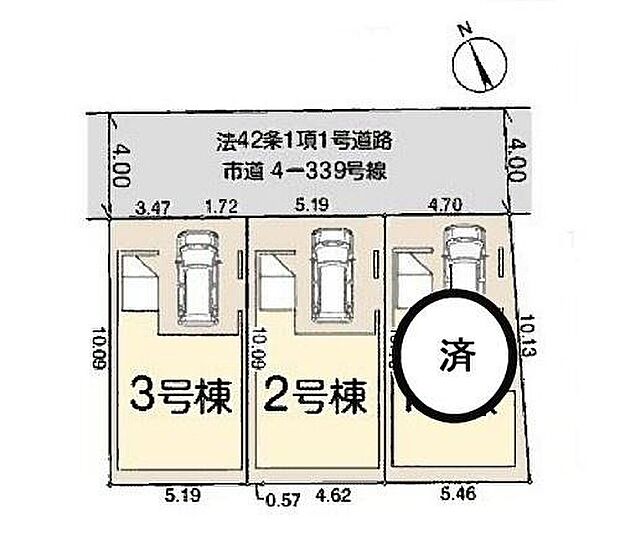 【区画図】
カースペースは直接玄関へ出入りができる便利なビルトインガレージ♪