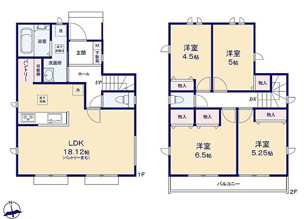 【4LDK】まとめ買いしても置き場所の心配いらずのパントリーを採用♪家族が多いとすぐなくなってしまう水や食材をまとめ買いしても置き場所に困らないのはうれしいですね♪