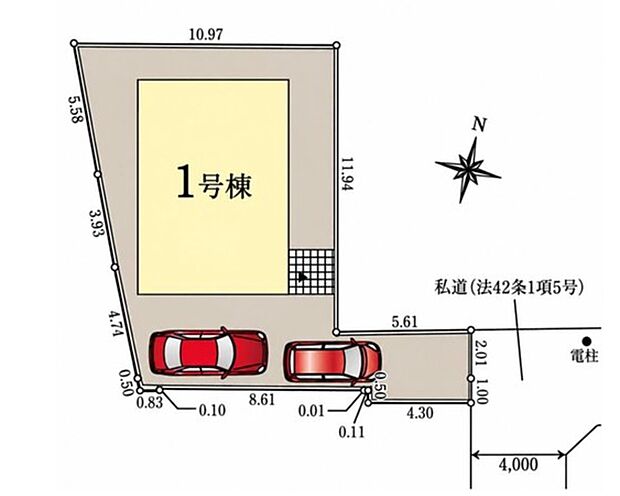 【【区画図】】カースペースは車種により２台分駐車可能！人気の低層住居専用地域は落ち着いた住環境です。
