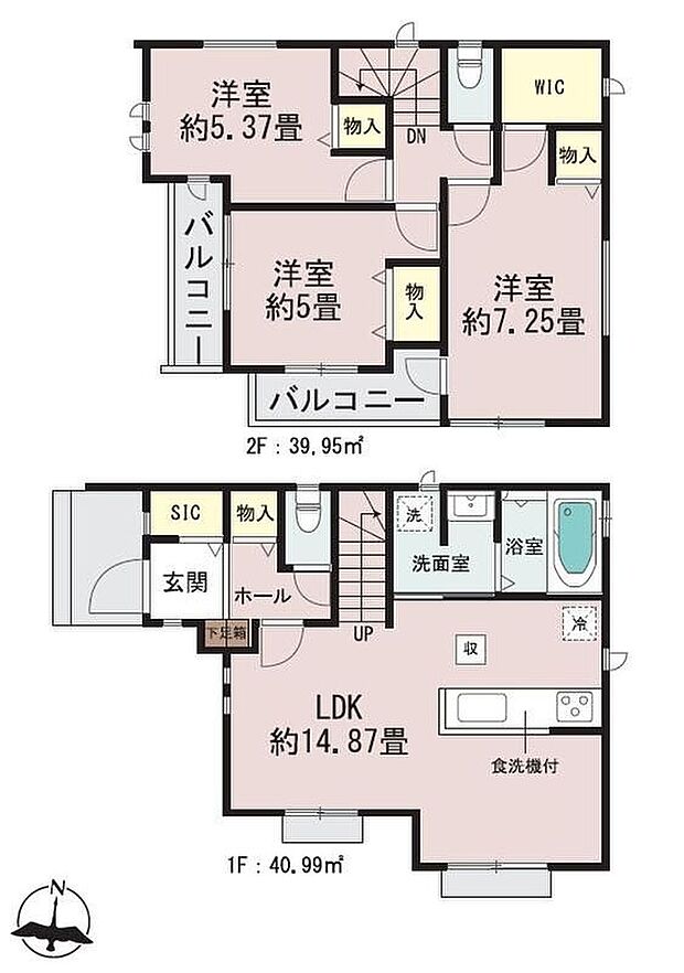 【3LDK】家事を手助けする食洗機付システムキッチン採用。WIC完備の主寝室は広々7.25帖!大型ベッドも余裕♪玄関にはシューズインクローゼットも完備♪お客様を迎える玄関をいつもスッキリさせられます♪