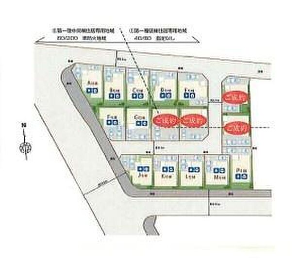 【【全体区画図】】お車2台分の駐車が可能です。セカンドカーをお持ちのご家庭にもおすすめです♪空いたスペースにはご家族の自転車の駐輪もできます!