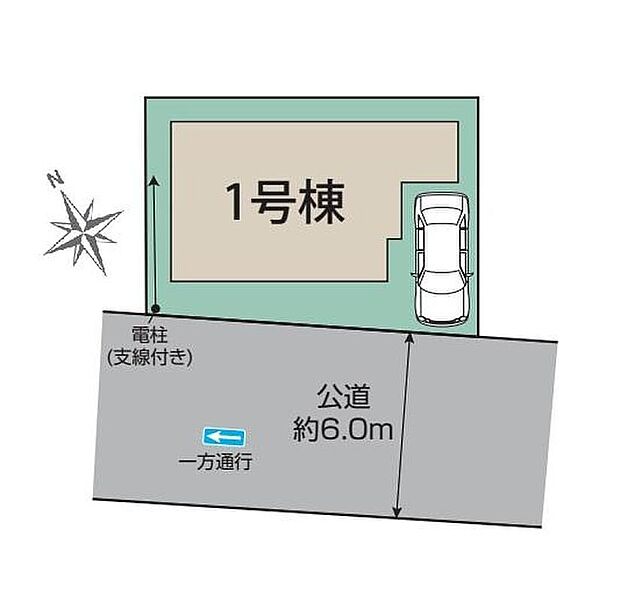 【全体区画図】周辺に高い建物が無く、空が広く大きく感じられます。前面の道路はゆとりのある広さなのでお車の駐車もスムーズ♪