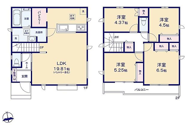 【4LDK】対面式キッチンですので、お食事の準備をしながらご家族との会話を楽しめます☆水回りも集中しているので、家事の動きがらくちんです♪