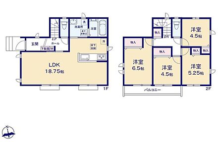 ご家族が集う空間と、個の時間を大切にする居室をしっかり分け合える２階４居室プラン♪ 