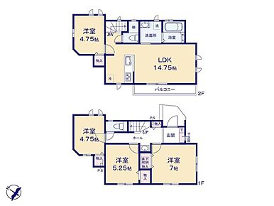 ◇2階LDK採用♪対面式キッチン＆リビングイン階段採用プラン☆◇家事動線がスムーズな水回り集約設計♪便利な浴室乾燥付き☆◇全居室収納完備！玄関収納付き♪ご家族に寄り添う設計です◎ 