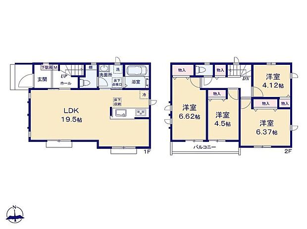 【4LDK】開放感あふれる19帖超えリビング!対面式キッチンでご家族のコミュニケーションが増える間取りです♪後片付けもラクラクな食洗機付。家族の手にも環境にも優しいですね。