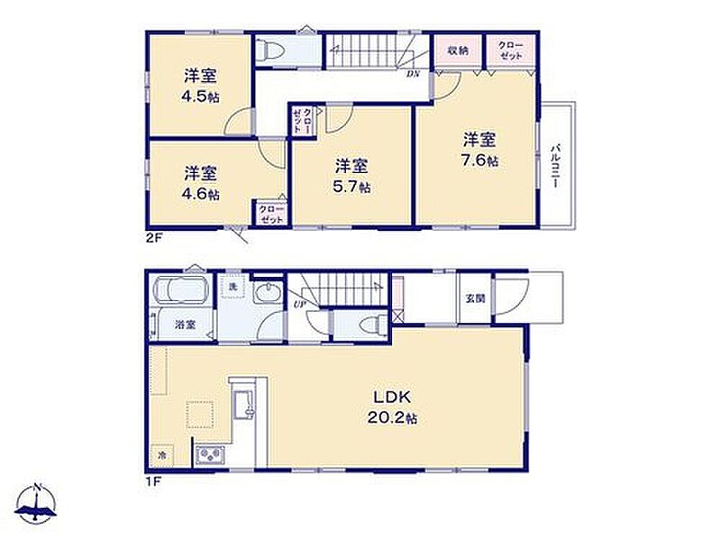 (1号棟)、価格4598万円、4LDK、土地面積132.96m2、建物面積98.95m2