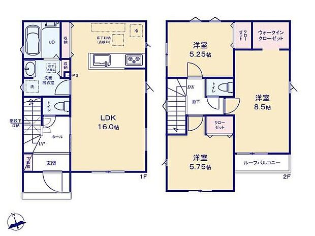 (２号棟)、価格3980万円、3LDK、土地面積109.63m2、建物面積86.53m2