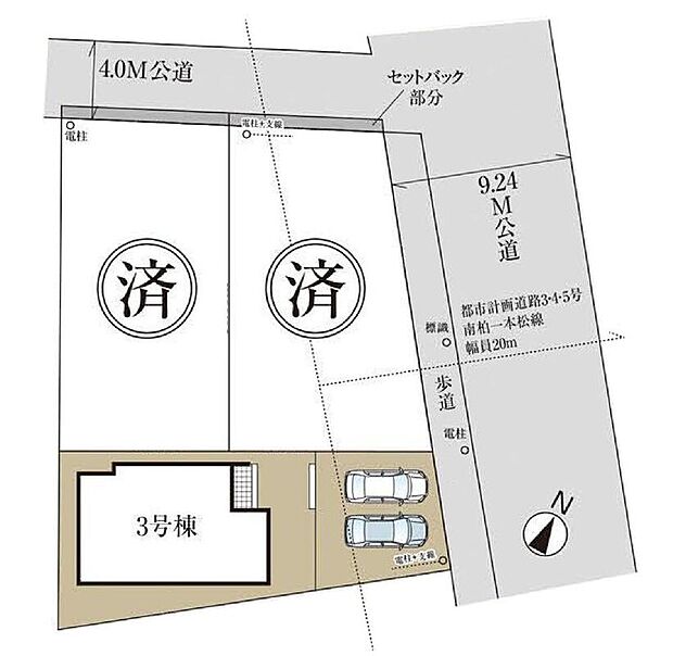 ≪全体区画図≫
駐車2台可能（車種による）！急な来客時や、ご家族の自転車スペースとしても大活躍♪