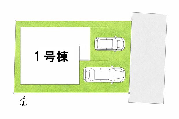 ≪全体区画図≫
駐車2台可能（車種による）！急な来客時や、ご家族の自転車スペースとしても大活躍♪