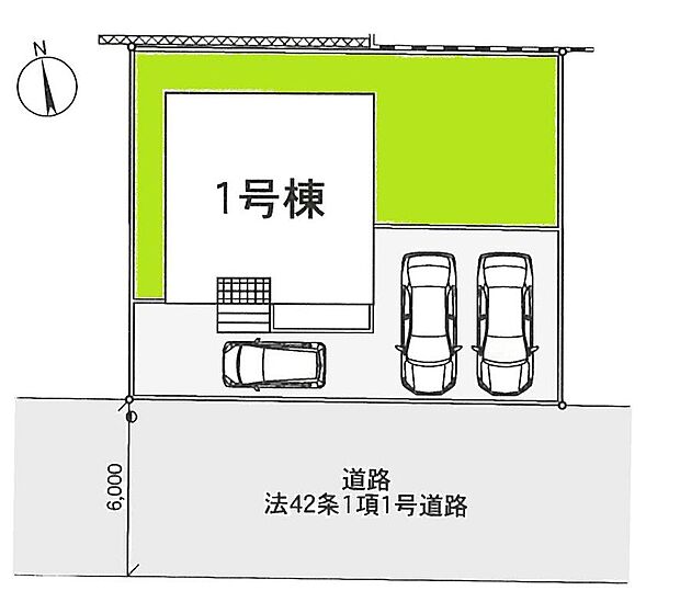 ≪全体区画図≫
南前面道路で陽当たり良好♪
駐車最大3台可能（車種による）！急な来客時や、ご家族の自転車スペースとしても大活躍♪