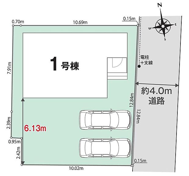 ≪全体区画図≫
駐車2台可能（車種による）！急な来客時や、ご家族の自転車スペースとしても大活躍♪
奥行きのある南庭付！