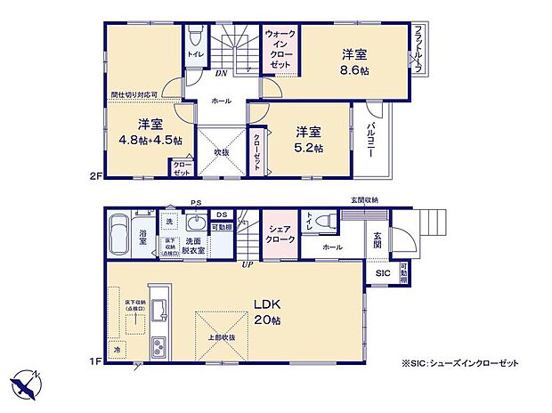 (1号棟)、価格3399万円、3LDK、土地面積108.36m2、建物面積102.26m2