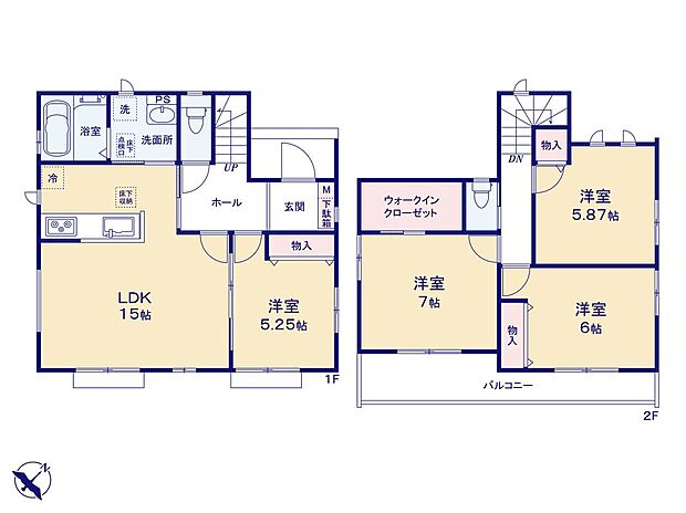 【4LDK】家事のしやすい水廻り集中設計！
主寝室には、収納力のある大型WIC付きプラン！
