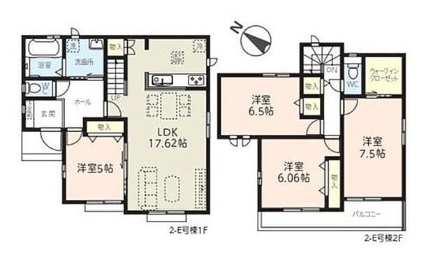【4LDK】家族のコミュニケーションがとりやすいリビングイン階段プラン♪
主寝室には収納力のあるWIC付！