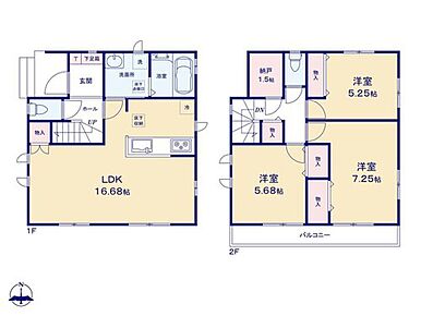 家事のしやすい水廻り集中設計、お掃除ラクラク全居室フローリングプラン♪
便利な納戸、リビング収納付きです！ 
