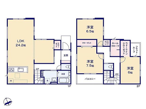 【3LDK】オプションで4LDKに間仕切対応可能なプラン♪家族で利用可能な大型ホールクロークがあります！