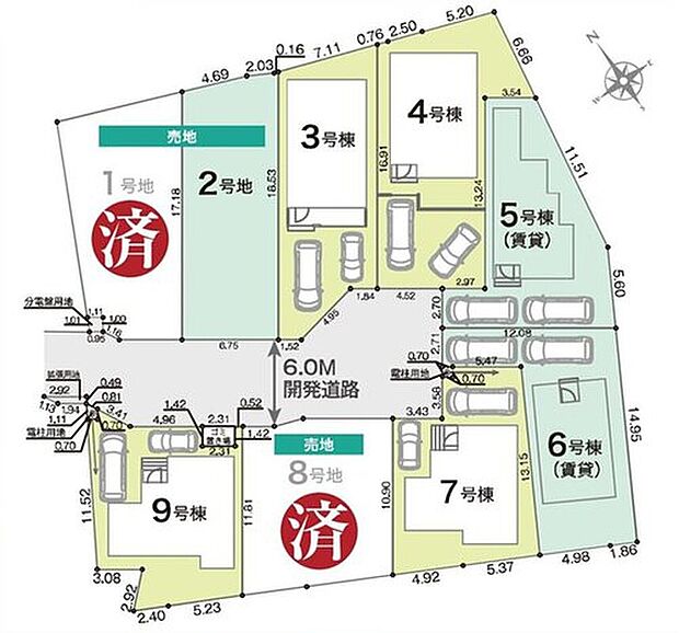 【≪全体区画図≫】駐車2台可能（車種による）！急な来客時や、ご家族の自転車スペースとしても大活躍♪
