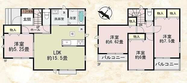 (A号棟)、価格4490万円、4LDK、土地面積107.02m2、建物面積95.02m2