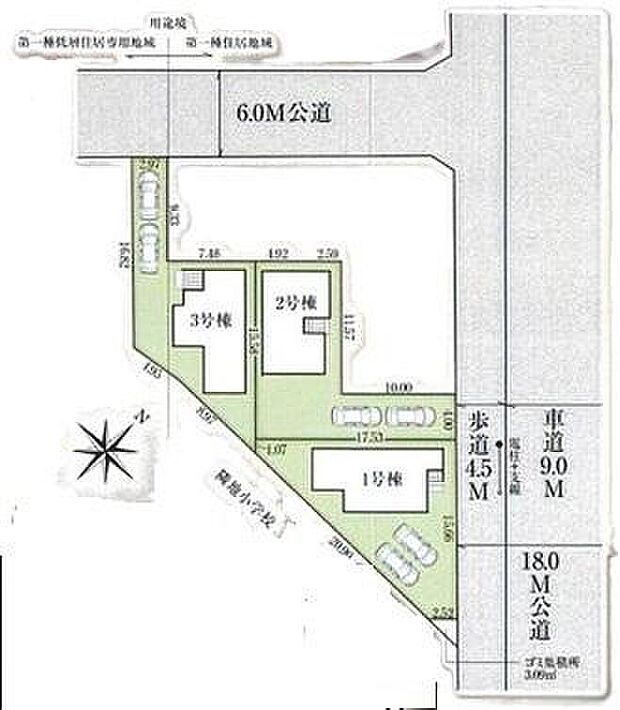 敷地は45坪以上♪カースペースは2台分ご用意。空いたスペースは駐輪場としてもお使いいただけます◎