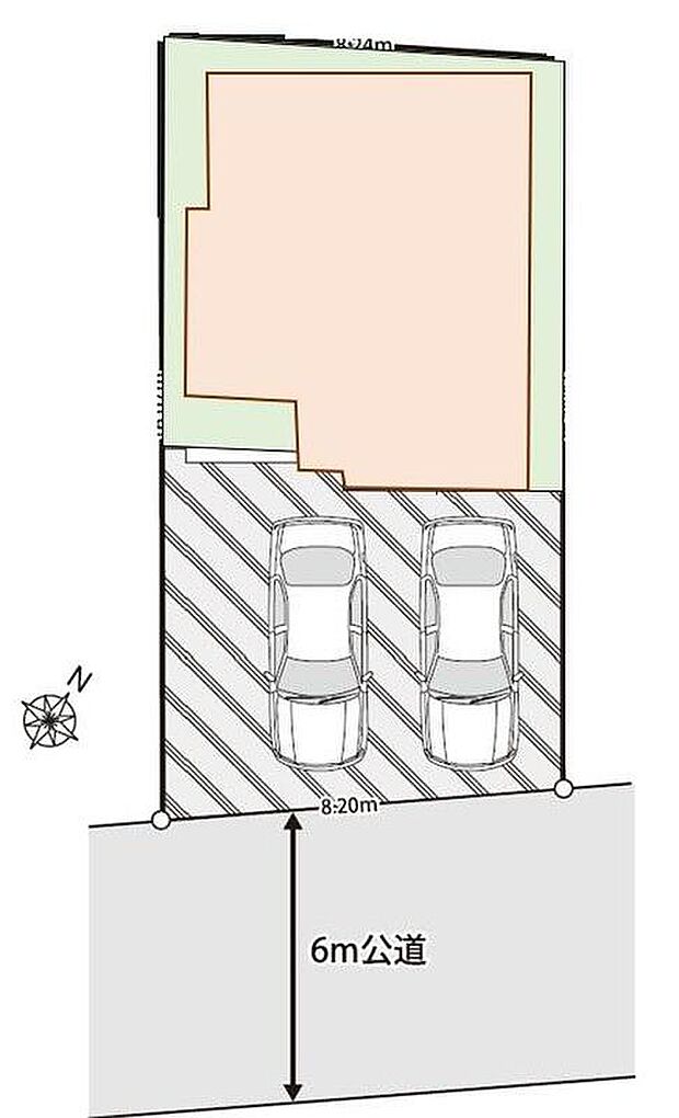 閑静な住宅地☆カースペースは2台分ご用意。空いたスペースは駐輪場としてもお使いいただけます◎