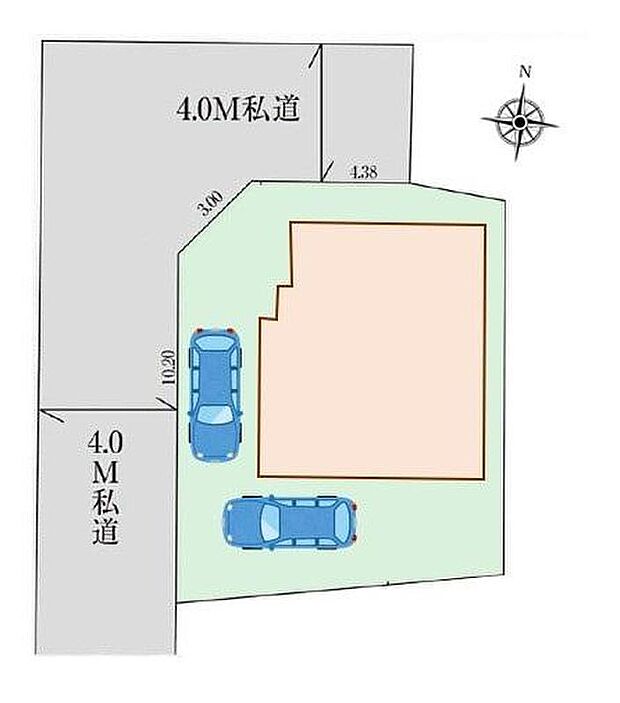 閑静な住宅地☆カースペースは2台分ご用意。空いたスペースは駐輪場としてもお使いいただけます◎