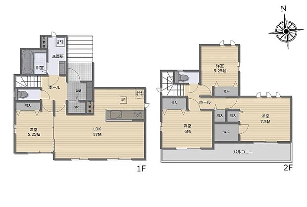 建物プラン例(A区画)4LDK、土地価格3992万円、土地面積195.29m2、建物価格1598万円、建物面積101.43m2