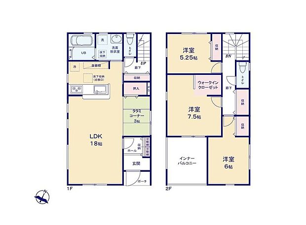 (1号棟)、価格3680万円、3LDK、土地面積168.74m2、建物面積107.64m2