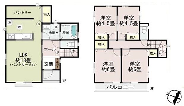 (2-B号棟)、4LDK、土地面積110m2、建物面積93.57m2