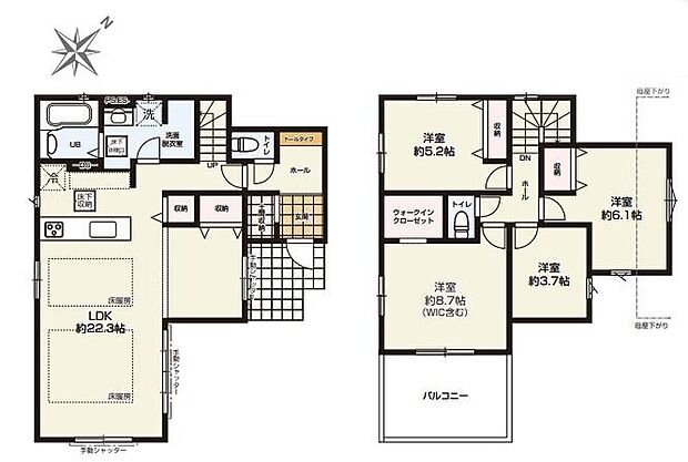 (1号棟)、4LDK、土地面積132.32m2、建物面積105.58m2