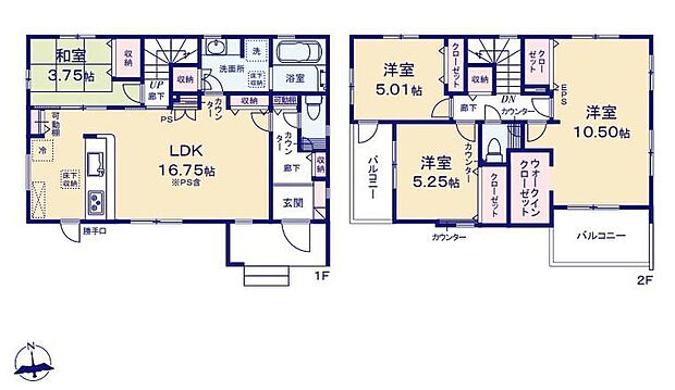 (1号棟)、4LDK、土地面積146.94m2、建物面積107.7m2