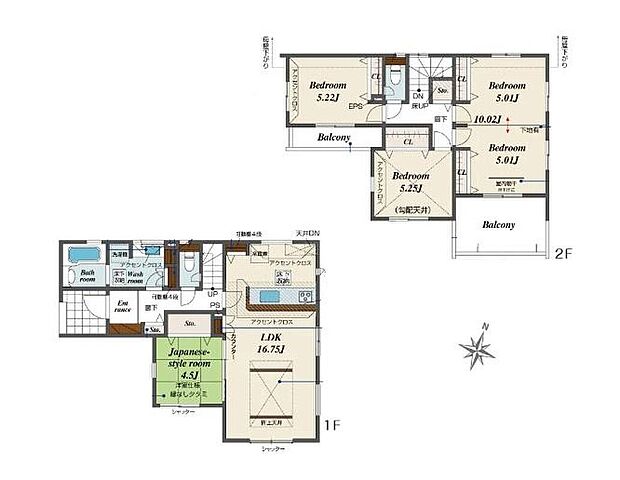 (1号棟)、4LDK、土地面積170.1m2、建物面積104.27m2