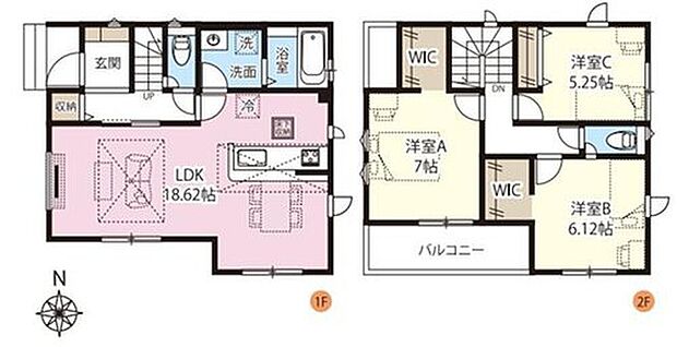 (1号棟)、3LDK、土地面積86.14m2、建物面積91.91m2