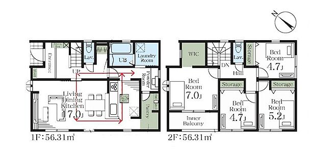 (1号棟)、価格2780万円、4LDK、土地面積156.92m2、建物面積112.62m2